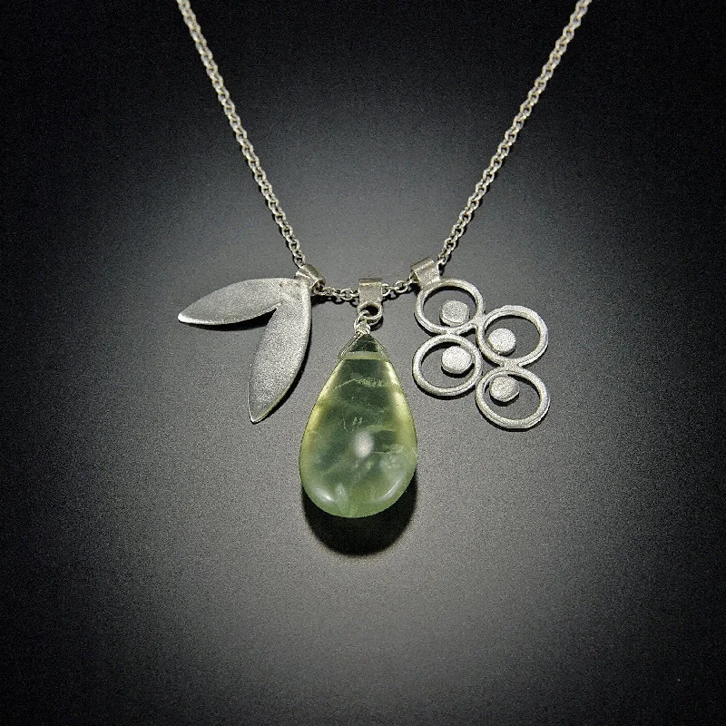 gothic style necklace for men -Prehnite Teardrop Charm Necklace