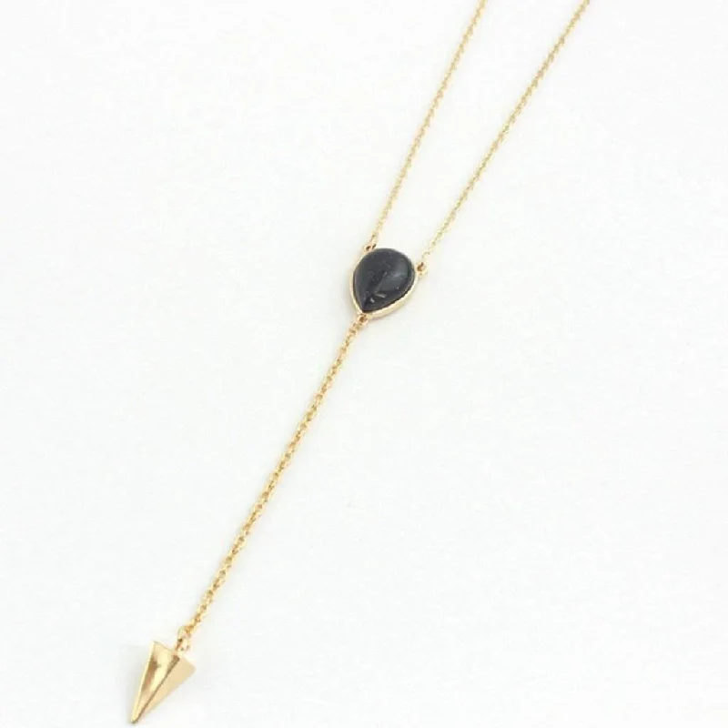 diamond tennis necklace for women -Purple Natural Stone Gold Lariat Necklace