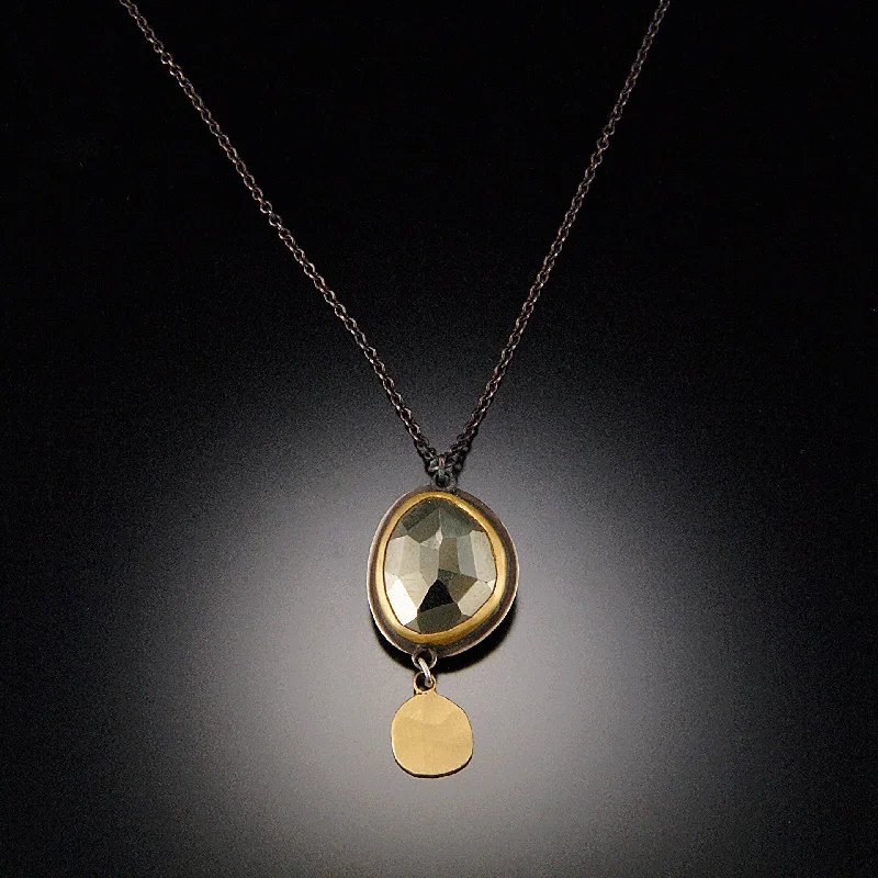 infinity necklace for couples -Pyrite Necklace with Gold Disk