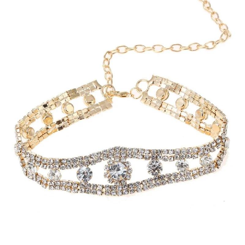 simple necklace for special occasions -Rhinestone and Gold Choker