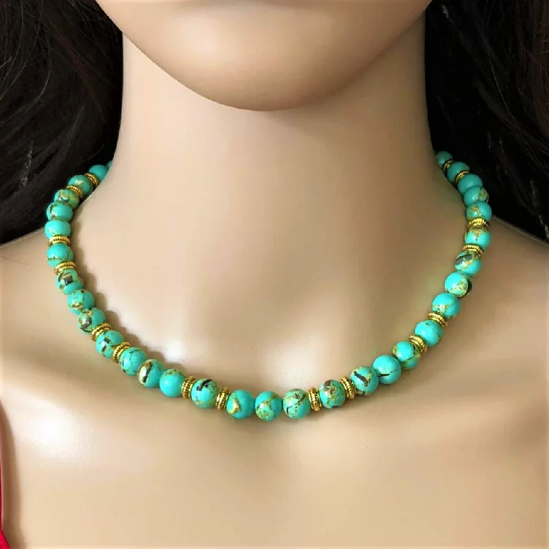 polished silver necklace for men -Sea Green Mosaic Beaded Necklace