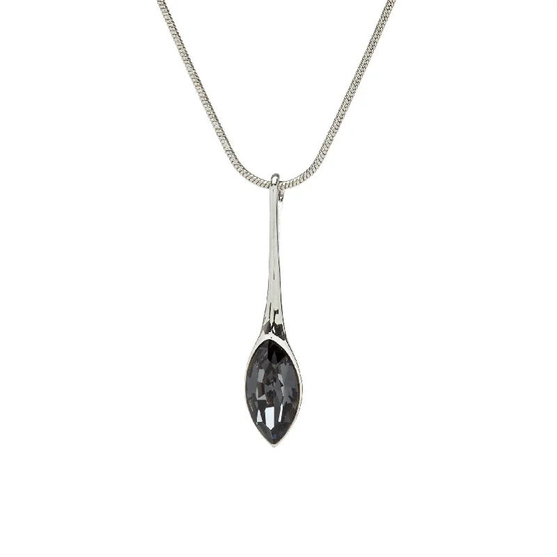 vintage-inspired necklace for women -Silver Marquis Necklace with Swarovski Crystal - Elegant Teardrop Design on 18" Silver-Plated Chain