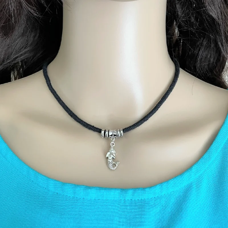 cute necklace for teenage girls -Silver Mermaid Charm Choker