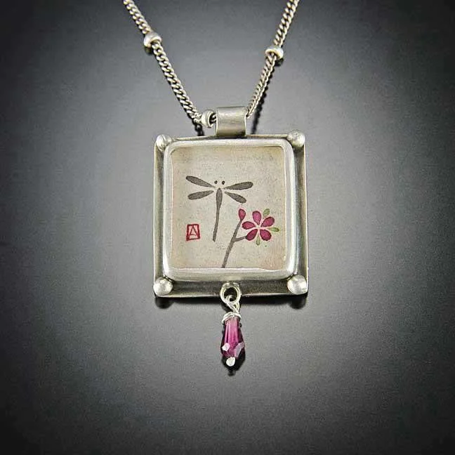 adjustable necklace for women -Small Rectangle Dragonfly Necklace