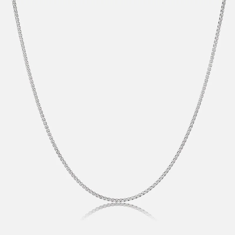 layered necklace set for women -Square Box Silver Chain - 2mm