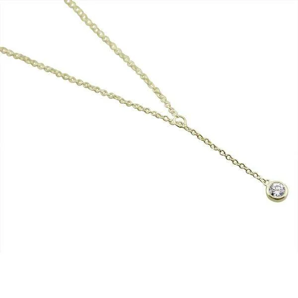 cute necklace for teenage girls -Sterling Silver Classic Bezel Solitaire Lariat Necklace