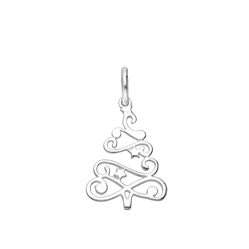 multi-layer necklace for women -Sterling Silver Ribbon Christmas Tree Necklace On Holiday Card