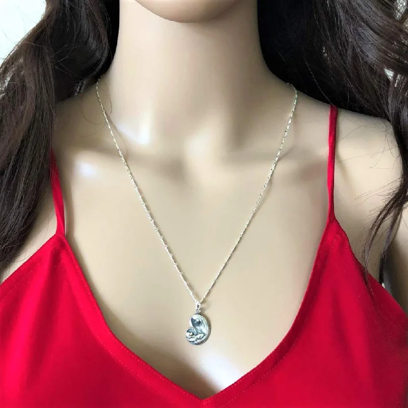 adjustable necklace for women -Sterling Silver Virgin Mary and Baby Jesus Pendant Necklace