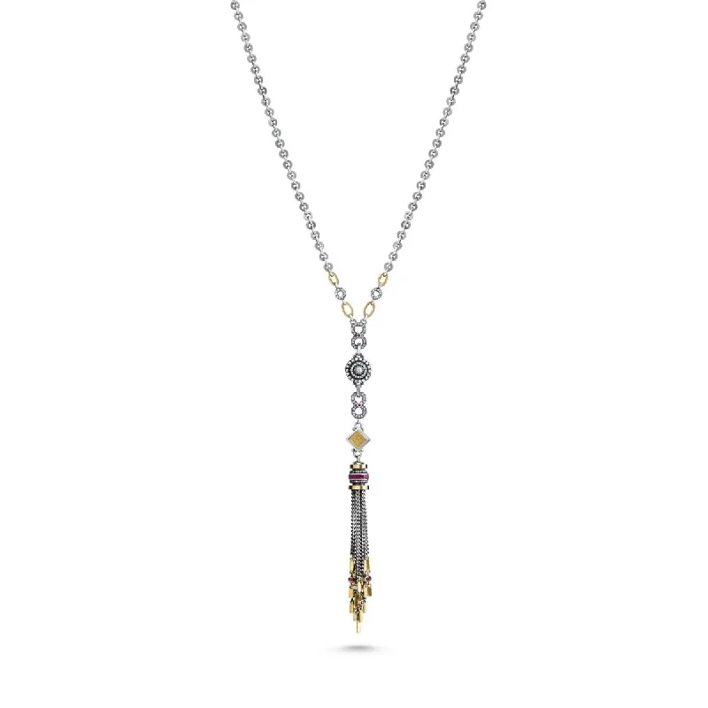 18k gold necklace for men -Tassel Art Deco Necklace