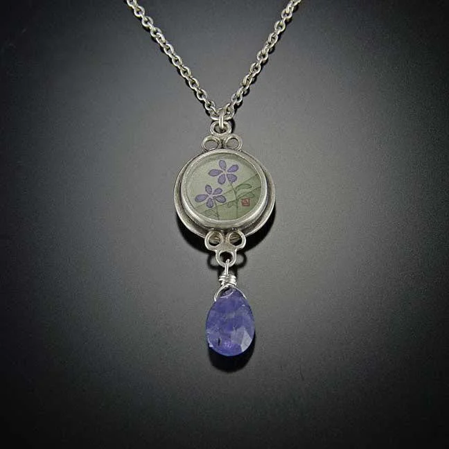 unique necklace for men -Tiny Violets Necklace with Tanzanite