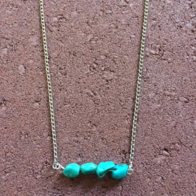 vintage gold necklace for women -Turquoise Bar Necklace