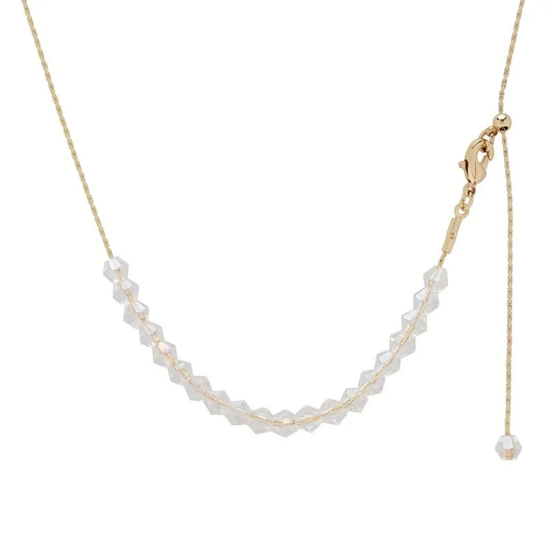 gold necklace for women -Victoria Townsend Gold Plated White Crystal Adjustable Necklace