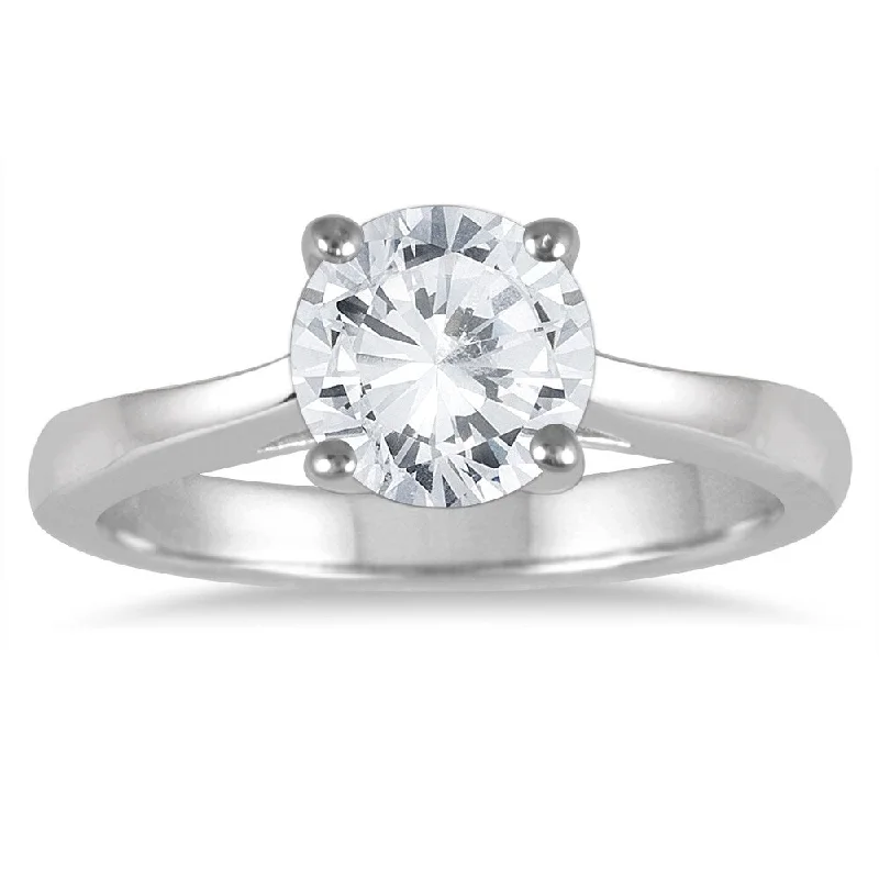 Custom promise rings for couples-1 1/2 Carat Diamond Solitaire Ring in 14K White Gold