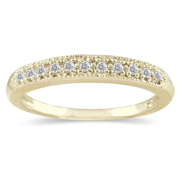 Unique promise rings for men-1/10 Carat TW Diamond Wedding Band in 10K Yellow Gold