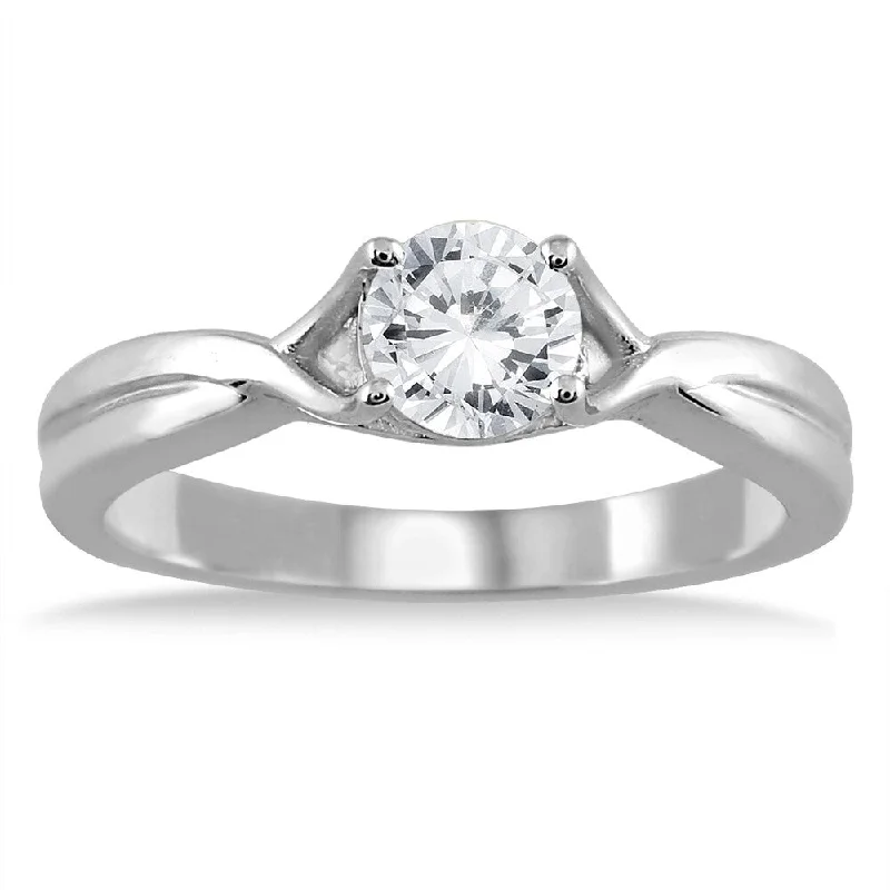 Diamond wedding rings for men-1/2 Carat Diamond Solitaire Ring in 14K White Gold