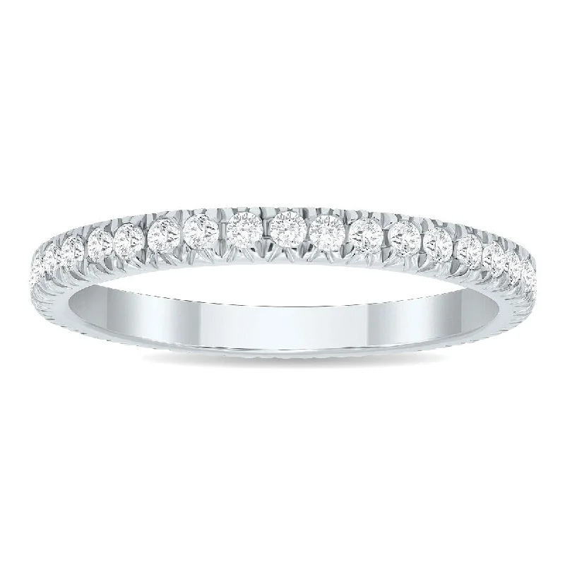 Gold rings with emeralds-1/2 Carat TW Diamond Eternity Wedding Band in 10K White Gold