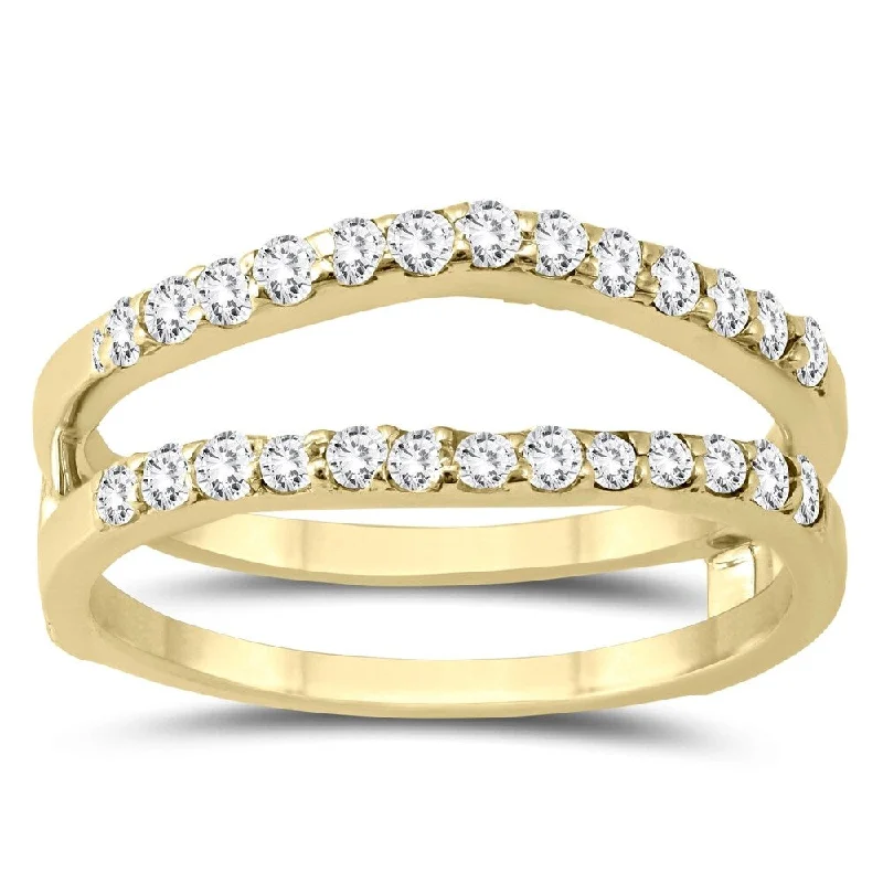 Men's wedding rings with engraving-1/2 Carat TW Diamond Insert Ring in 14K Yellow Gold