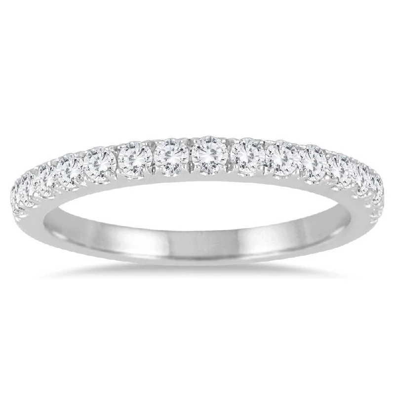 Custom rings with gemstones for men-1/2 Carat TW Diamond Wedding Band in 10K White Gold