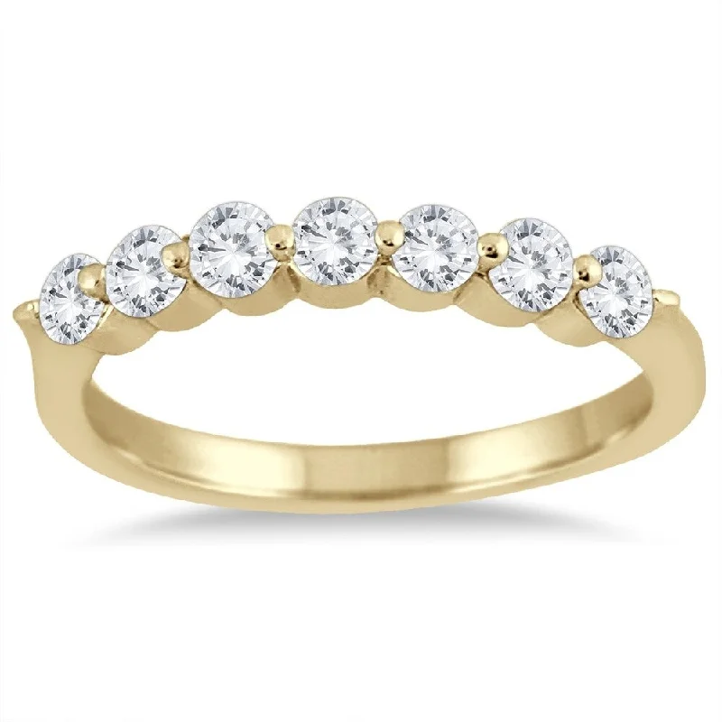 Diamond wedding rings for men-1/2 Carat TW Seven Stone Diamond Wedding Band in 14K Yellow Gold