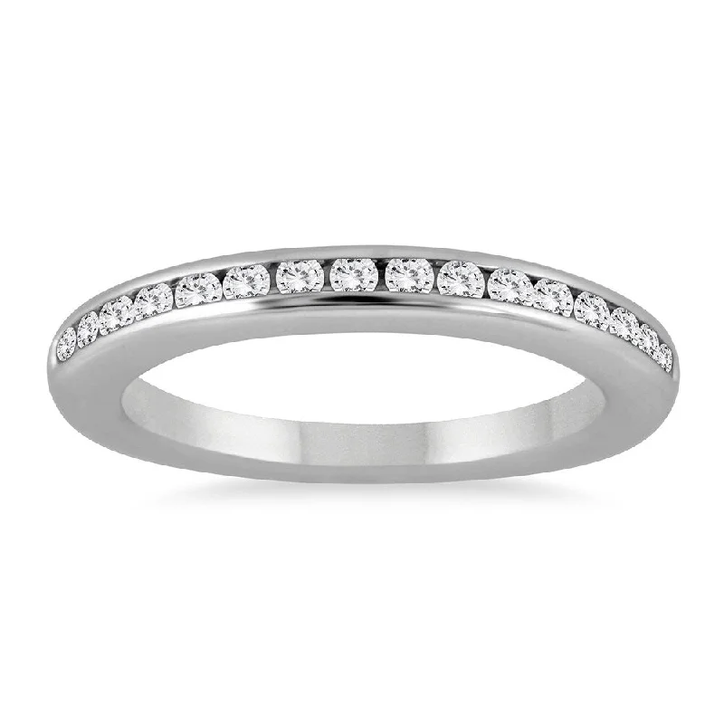 Birthstone engagement rings for her-1/3 Carat TW Channel Set Diamond Band in 14K White Gold