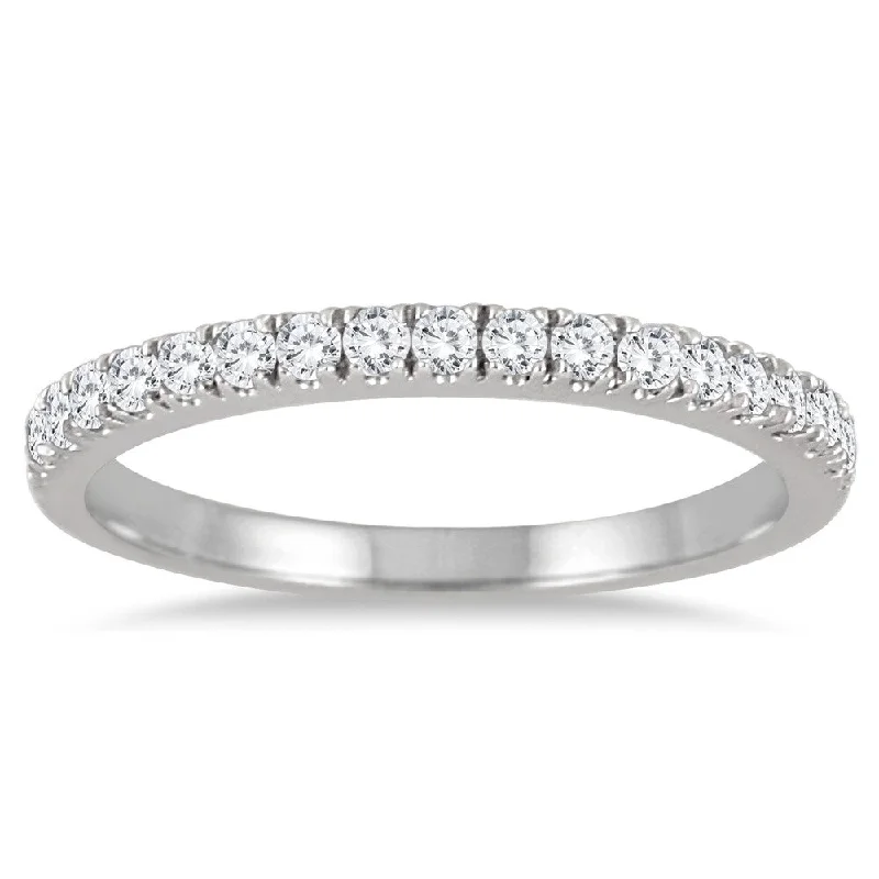 Custom fashion rings for women-1/3 Carat TW Diamond Wedding Band in 10K White Gold