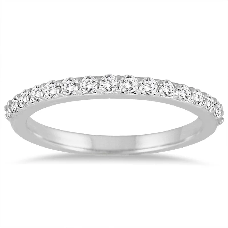 Fashionable rings for men with stones-1/3 Carat TW Diamond Wedding Band in 14K White Gold