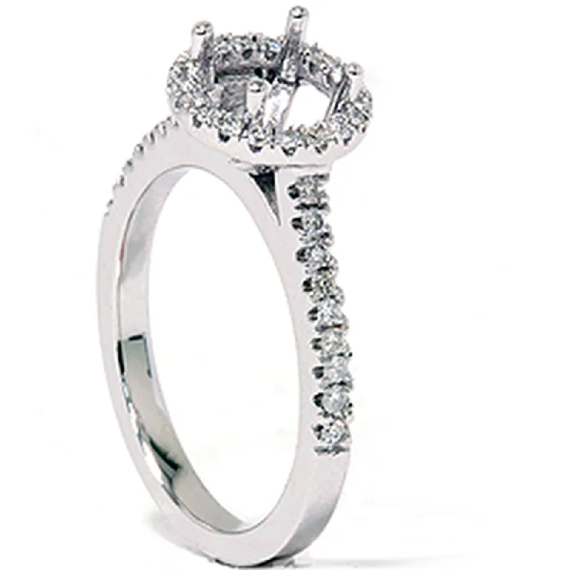 Custom engagement rings with initials-1/3ct Pave Diamond Engagement Semi Mount Ring 14K White Gold