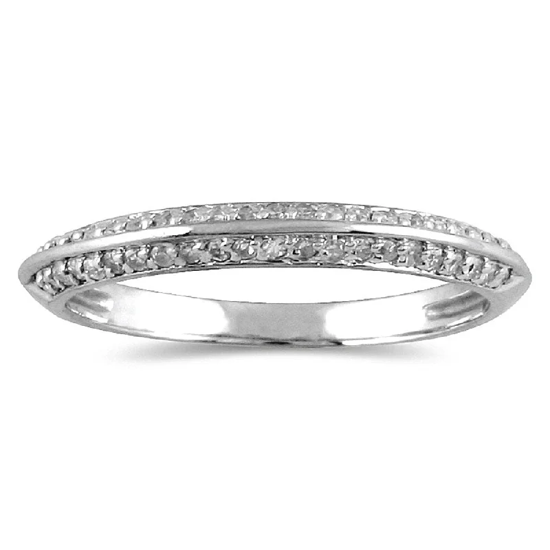 Custom name rings for women-1/4 Carat TW Diamond Knife Edge Wedding Band in 10K White Gol