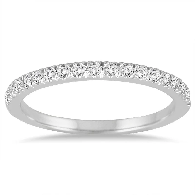 Vintage wedding rings for couples-1/4 Carat TW Diamond Wedding Band in 14K White Gold