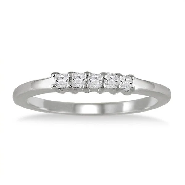 Unique gold engagement rings with diamonds-1/4 Carat TW Princess Cut Diamond Band in 10K White Gold