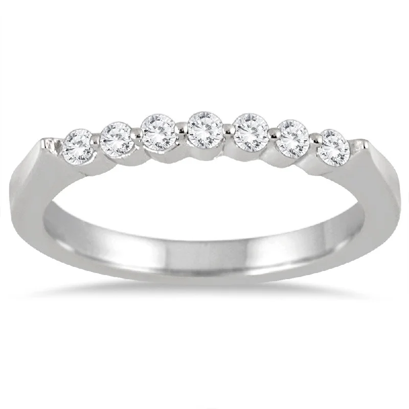 Elegant gemstone rings for women-1/4 Carat TW Seven Stone Diamond Wedding Band in 14K White Gold