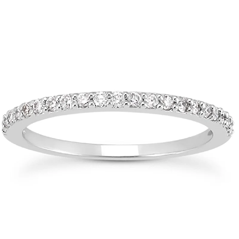 Gold stackable rings for women-1/4 Carat TW White Diamond Band in 10K White Gold (K-L Color, I2-I3 Clarity)