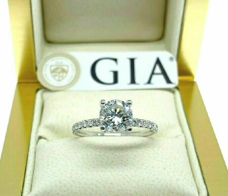 Custom promise rings for couples-1.44 Carats t.w. Round GIA E SI1 Under Halo Hand Made Engagement Ring 18K Gold