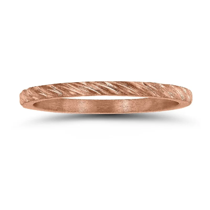 Custom signet rings for wedding bands-1.5MM Thin Rope Twist Wedding Band in 14K Rose Gold