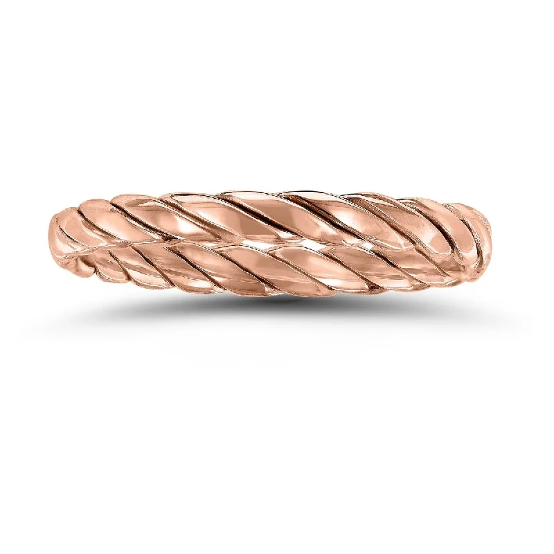 Custom infinity rings for couples-1.7MM Braided Rope Twist Wedding Band in 14K Rose Gold