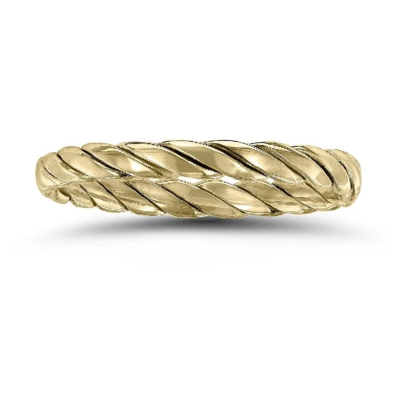 Custom birthstone wedding bands-1.7MM Braided Rope Twist Wedding Band in 14K Yellow Gold