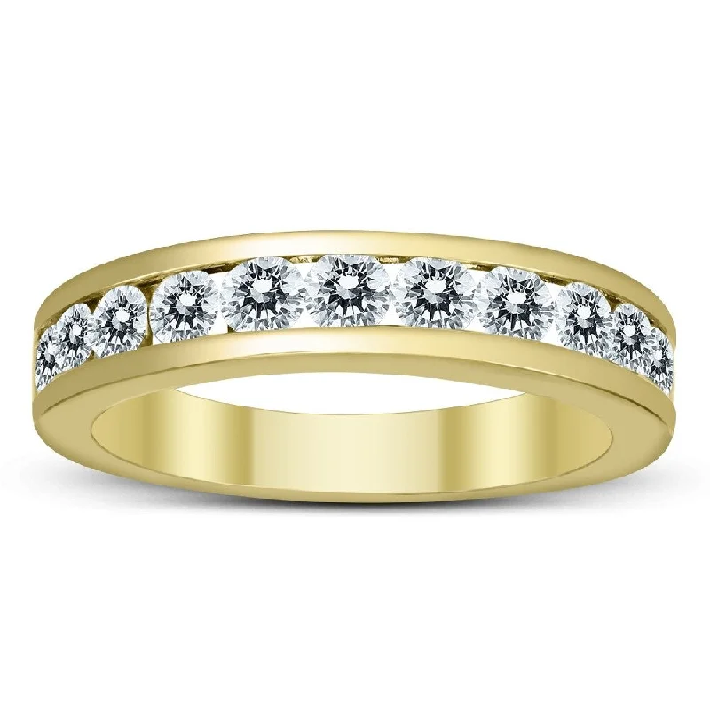 Classic gold engagement rings for her-1 Carat TW Channel Set Diamond Band in 10K Yellow Gold