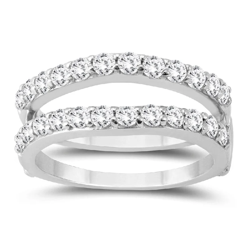 Vintage diamond wedding bands-1 Carat TW Diamond Insert Ring in 14K White Gold