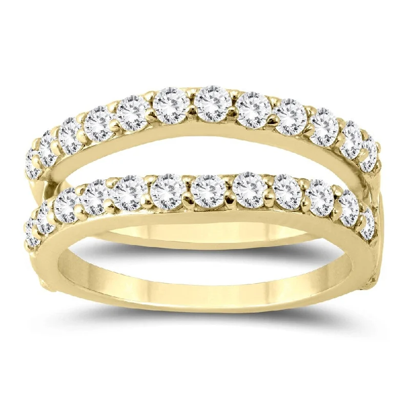 Fashion rings with birthstones for men-1 Carat TW Diamond Insert Ring in 14K Yellow Gold