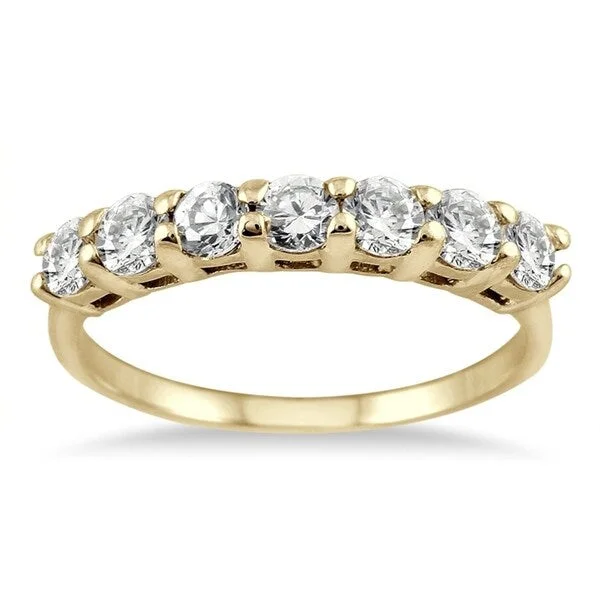 Silver engagement rings for her-1 Carat TW Seven Stone Diamond Wedding Band in 14K Yellow Gold