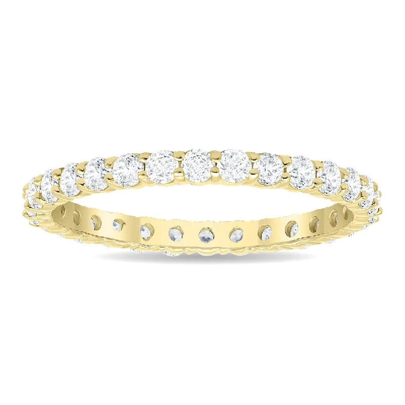 Gold wedding rings with diamonds-1 Carat TW Thin Low Set Diamond Eternity Band in 10K Yellow Gold