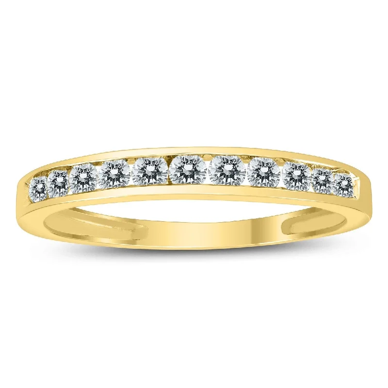 Custom fashion rings for women-10k Yellow Gold 1/2ct TDW Channel Set Diamond Band