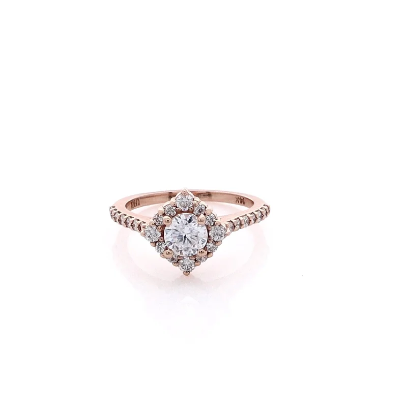 Stackable rings for bridesmaids-14 Karat Rose Gold Semi Pave Diamond Engagement Ring