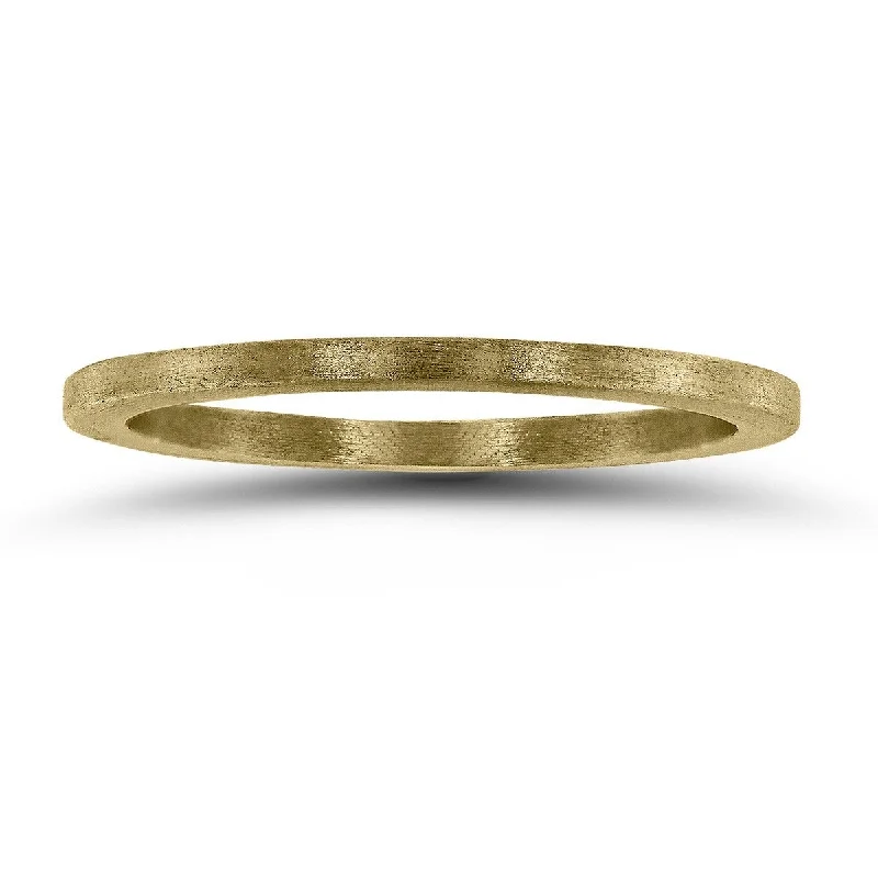 Custom diamond promise rings for women-1MM Thin Matte Finish Band in 14K Yellow Gold