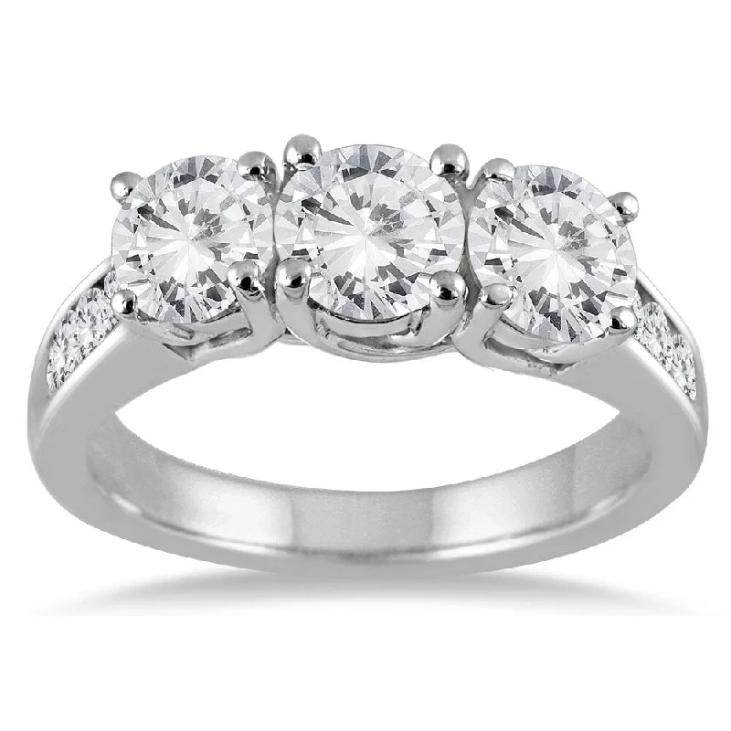 Women’s diamond rings for engagement-3 Carat TW Diamond Three Stone Ring in 14K White Gold