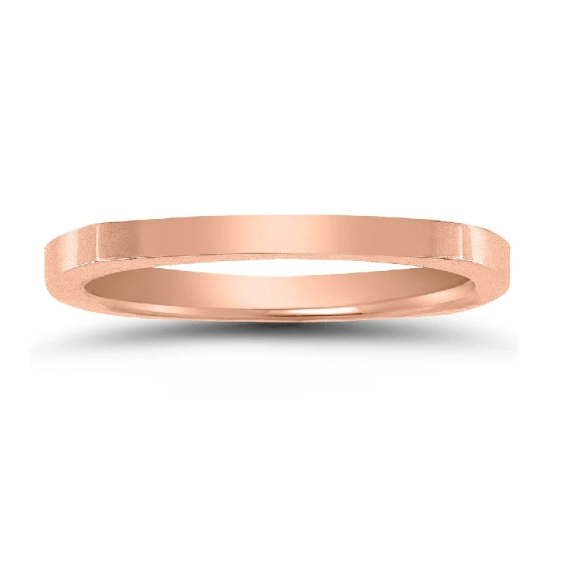 Personalized rings with gemstones-4 Sided Thin 1.5MM Wedding Band in 14K Rose Gold