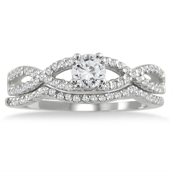 Custom birthstone promise rings-5/8 Carat TW Diamond Bridal Set in 10K White Gold