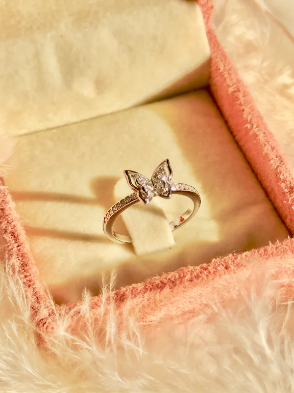 Antique style engagement rings-925 Sterling Silver Dream Butterfly Ring