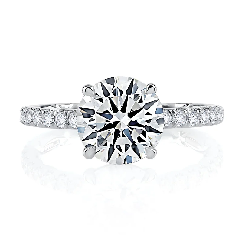 Men's wedding bands with diamonds-A. Jaffe Round Diamond Solitaire Engagement Ring