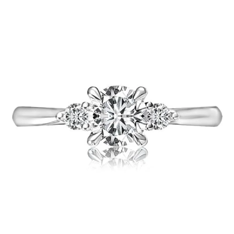 Minimalist engagement rings for women-A. Jaffe Three Stone Round Engagement Ring